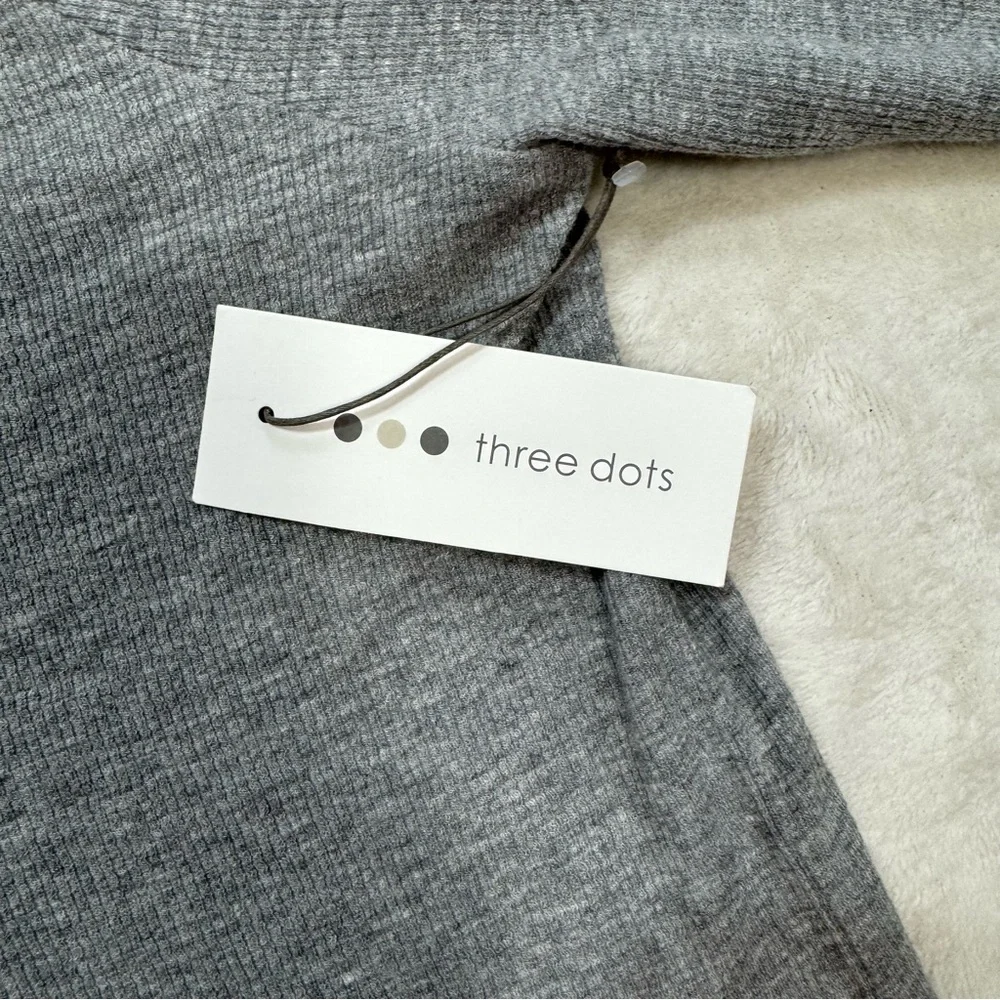 NWT New Three Dots Long Sleeve Henley Grey Top Size XL - Picture 6 of 8